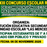 XXIII CONCURSO ESCOLAR REGIONAL DE COMPREMSIÓN LECTORA Y RAZONAMIENTO VERBAL 2026