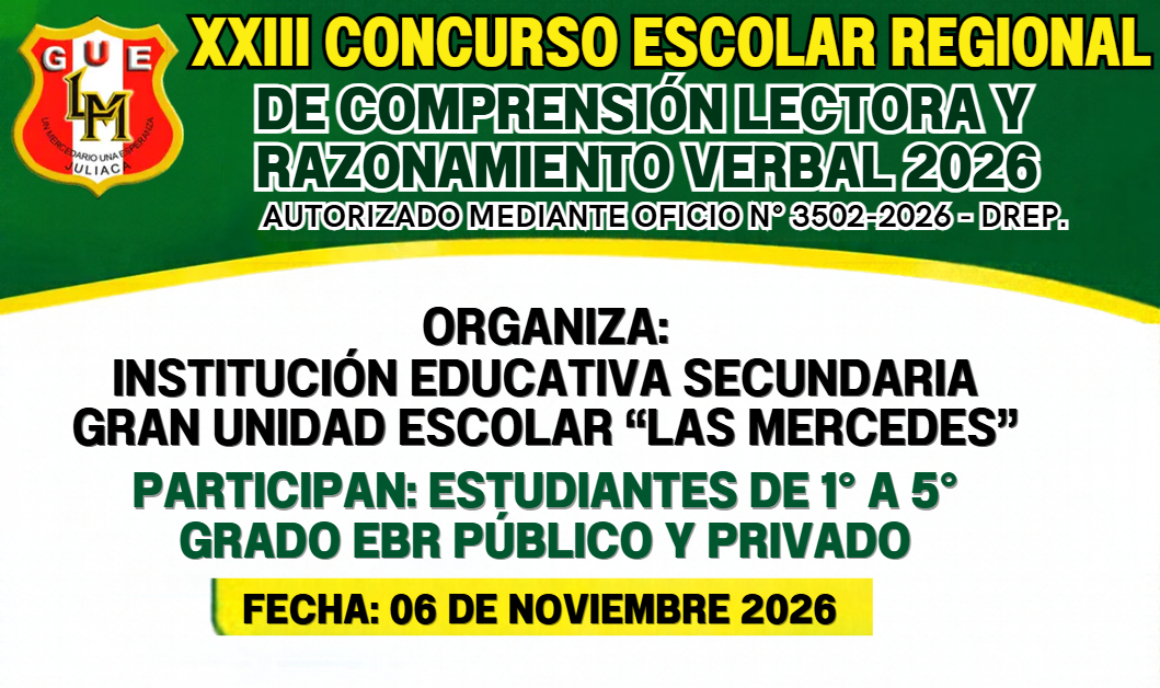 XXIII CONCURSO ESCOLAR REGIONAL DE COMPREMSIÓN LECTORA Y RAZONAMIENTO VERBAL 2026